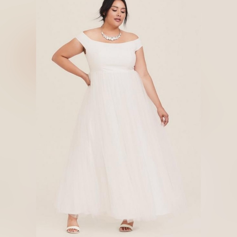 Torrid White Off-Shoulder Wedding Dress